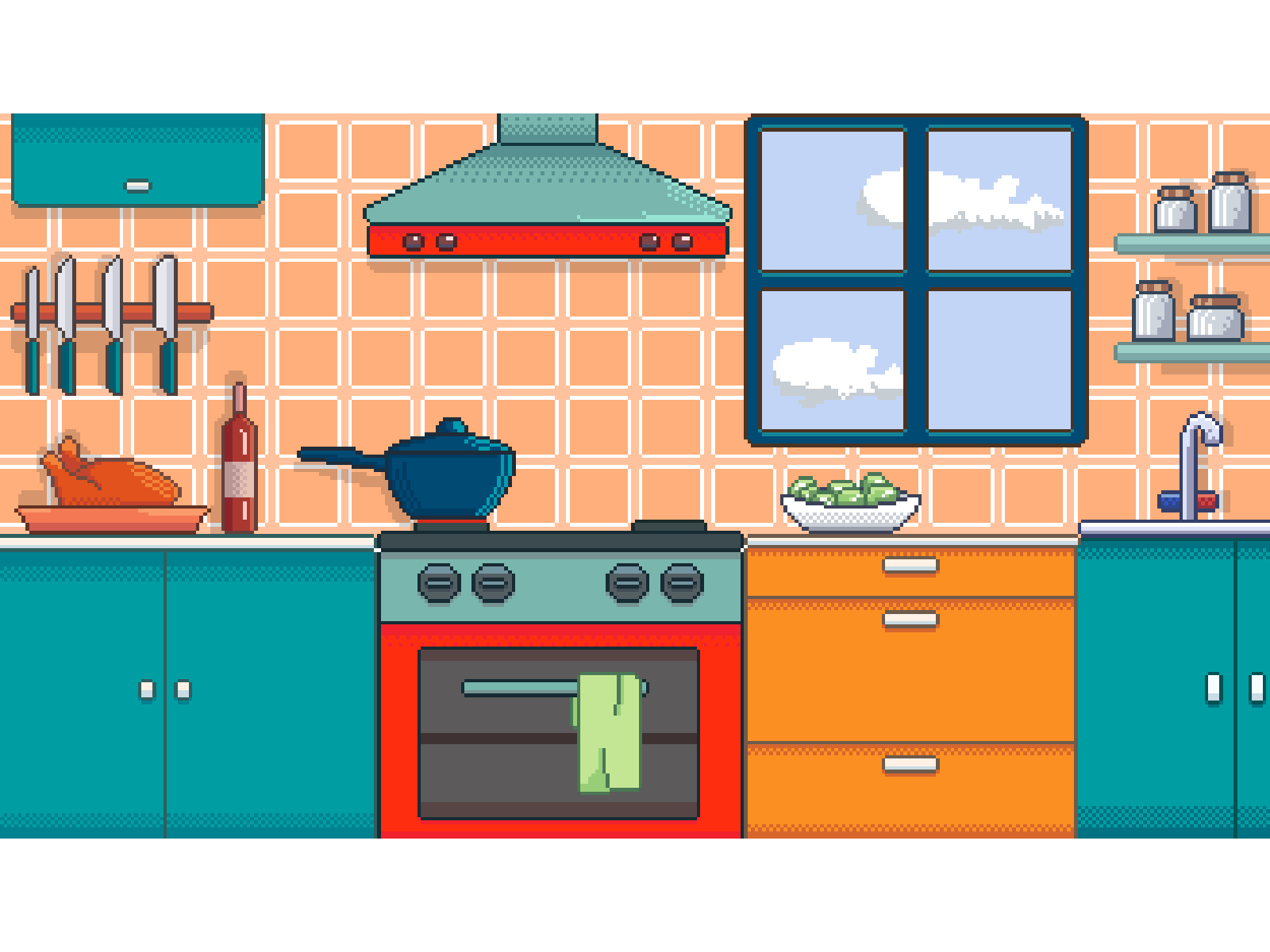 Pixel kitchen 2d 8bit art cartoon design digitaldrawing illustration pixel pixelart retro
