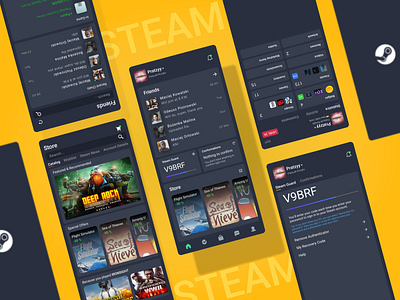 Steam App Redesign branding concept concept art design illustration mobile mobile app mobile app design mobile ui ui ui design ux