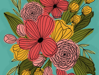 Bright Florals design floral flowers illustration texture