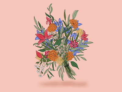Merigold daisy floral illustration merigold texture