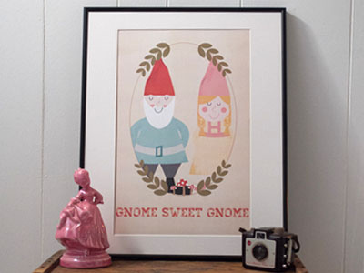 Gnome Sweet Gnome gnome illustration poster type