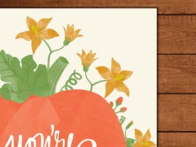 Thanksgiving Invitation fall flowers illustration leaves pumpkin watercolor