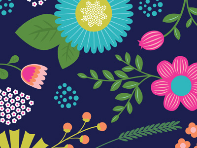 Floral Pattern blue floral pattern flowers green leaves pink