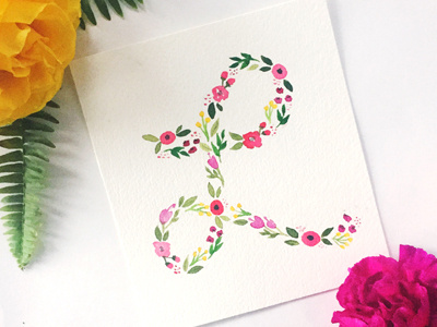 The Letter L floral lettering type watercolor