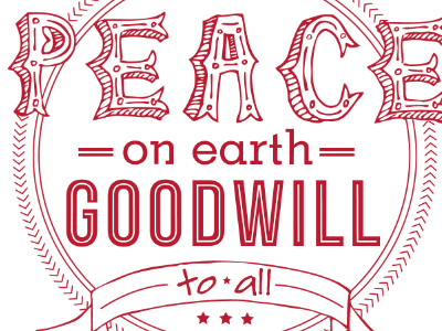 Peace on earth christmas goodwill holiday peace typeography