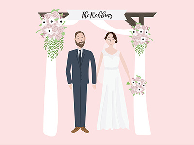 The Robbins briday couple flowers illustration people wedding