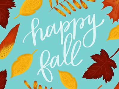 Happy Fall fall hand lettering ipad lettering leaves texture