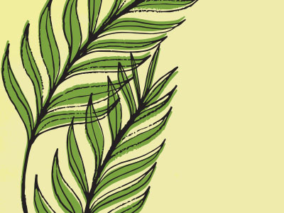 Palms green illustration palm leaves yellow
