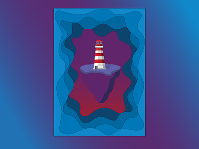 Lighthouse Island art card design digital drawing flat illustration illustrator vector
