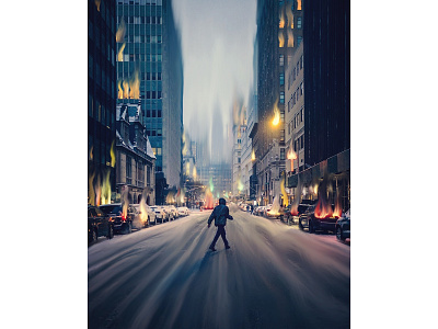 Burning winter art artwork mixemedia newyork photography procreate streetphoto