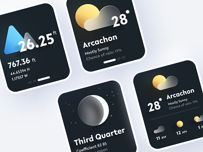 Weather App 2d animation app clean concept dark design interface ui ux