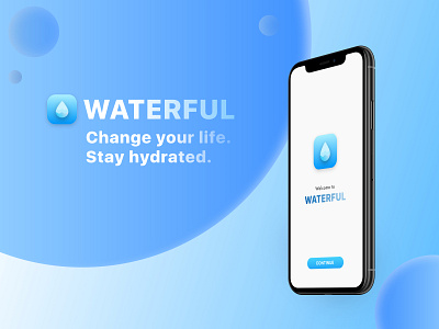 WATERFUL - Daily Tracker App app app design blue goals health hydration simple track water white