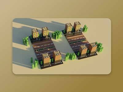 3D Neighbourhood 3d modeling illustration