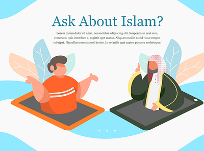 Ask About Islam Landing Page Illustration character design flat illustration illustration islam islamic islamic art islamicart landingpage muslim