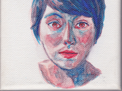 red and blue girl portrait