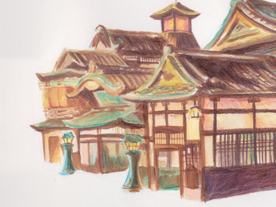Bathouse asia illustration japan pencil