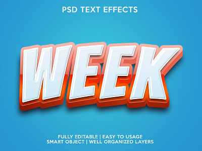 Week Editable Text Effect Modern Premium PSD editable editable text font effects holiday psd text effects text text effects text style weekend