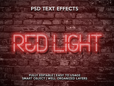 Red Light Editable Text Effect Modern Premium PSD