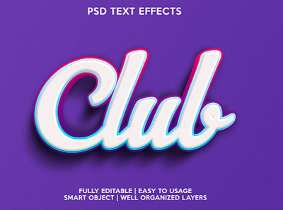 Club design editable editable text font effects psd text effects text text effects text style