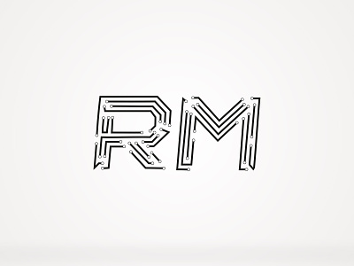 RM informatics branding circuit digital logo monogram rm