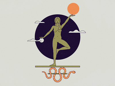 Heaven & Earth illustration moon snake sun symbolism woman