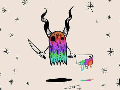 Monster Wip ghost illustration knives monster rainbow