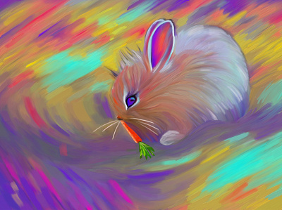 Baby rabbit animals illustration oil oil painting procreate