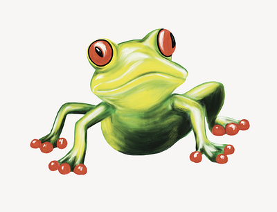 Red-eyed green frog animals frog illustration oil oil painting procreate