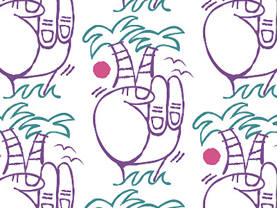Palm peace hand illustration pattern peace surfs up