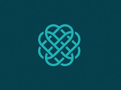 Knotted heart blue celtic heart knots logo mark weave