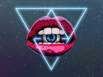 Neon Lips bloody eyeball lips neon neon demon retro teeth vector