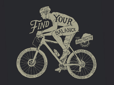Bike illustration balance black gold hand drawn hipster illustration typography