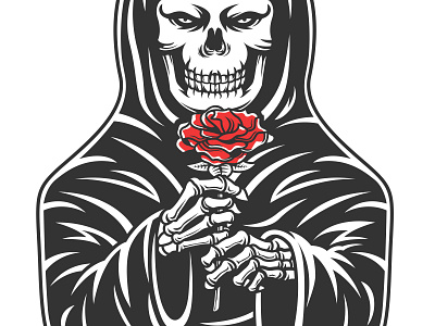 skull roses assassin bone bones illustration logo skull