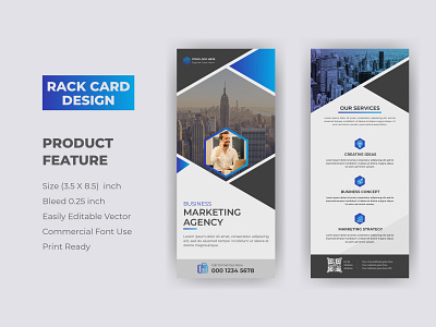 Corporate business dl flyer or rack card desgn template abstract branding business business rack card card company corporate corporate rack card design graphic design illustration logo modern rack card rack card rack card design template ui vector