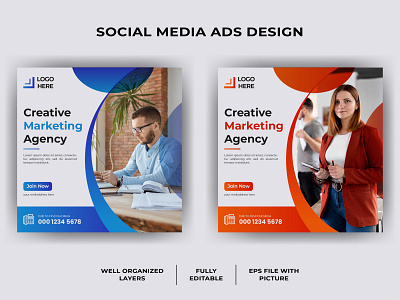 Digital agency social media post template design by Design Empire on ...