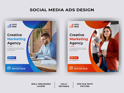 Digital agency social media post template design ads design agency ads business company company promotion corporate corporate office design graphic design social media ads template