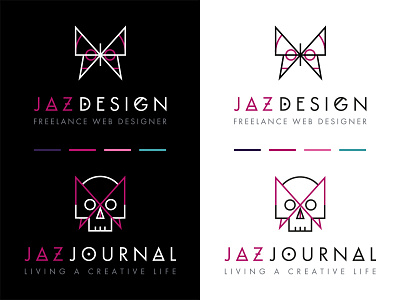Branding for Jaz Design & Jaz Journal black brand branding butterfly goth logo pink skull white