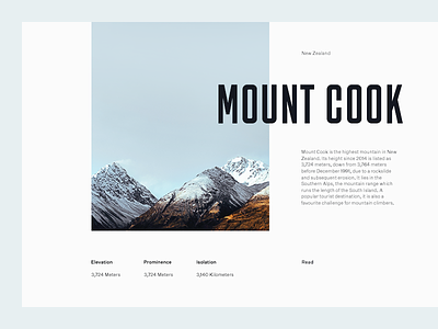 Mount Cook clean editorial grid layout minimal mountains munich sky type typography