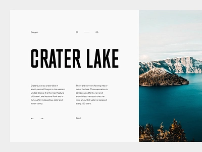 Crater Lake clean crater editorial grid lake layout minimal munich sky type typography