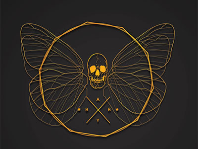 Tough Love baby butterfly logo skeleton skull wing