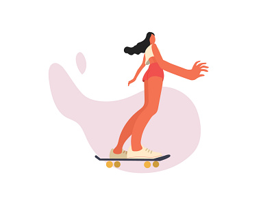 Skater girl character girl illustration skate skateboard vector