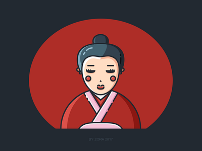 Geisha flat geisha girl grandma red