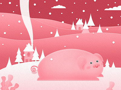 Happy New Earth Pig Year! flat icon illustration pig ui