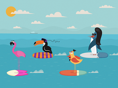 Surfing Birds bird surfing