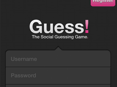 Register Screen for Guess!