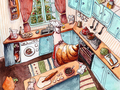 Snail in the kitchen children book illustration childrens book childrens illustration illustration kitchen snail