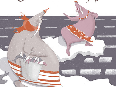 Walruses' weekend children book illustration childrens book childrens illustration illustration walrus