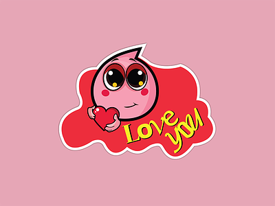 Love Smiley cartoon character love love you pink smiley sticker