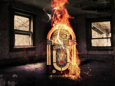 Flaming Jukebox ep cover fire jukebox music artwork