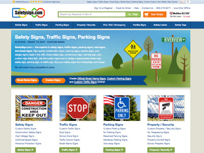 SafetySign.com homepage ui website